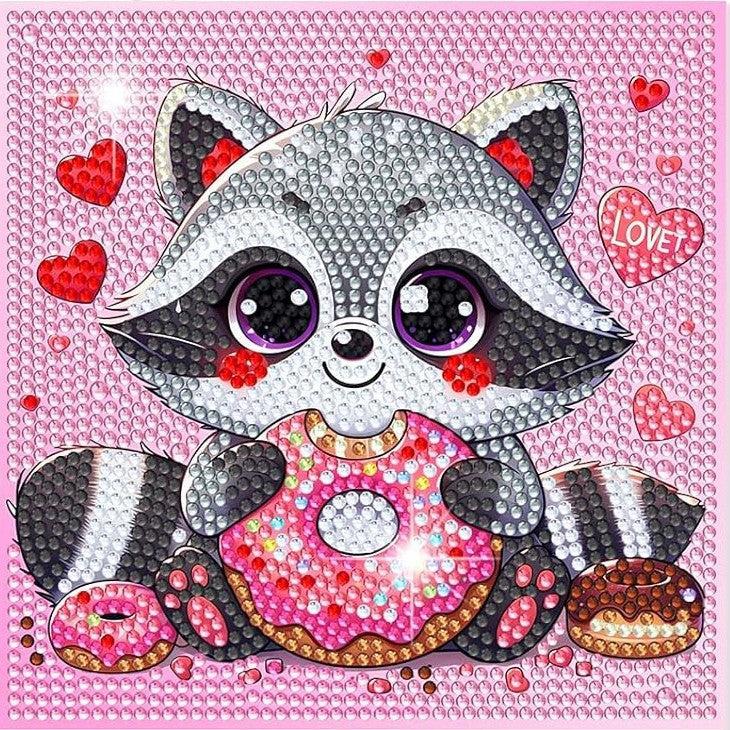 Sweet Tooth Raccoon Kid's Kit-17x17cm-Special-DiamondArt.ca