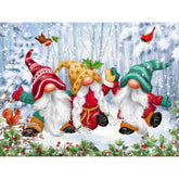 Three Winter Gnomes by Jean Francois-30x40cm-Round-DiamondArt.ca