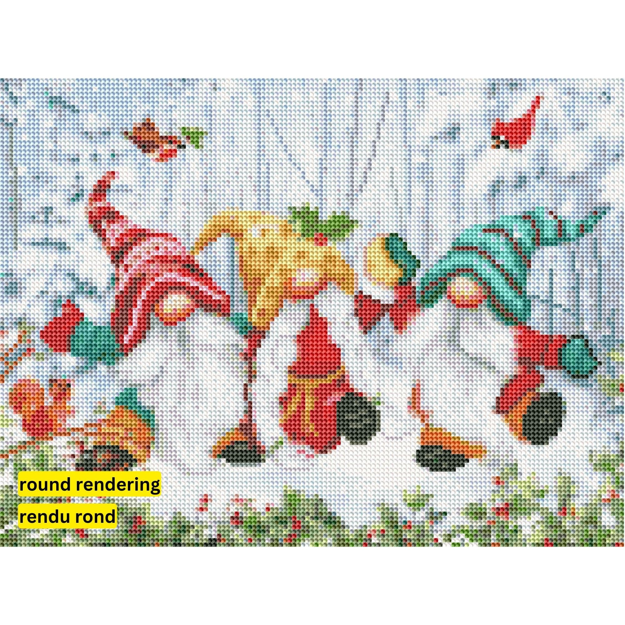 Three Winter Gnomes by Jean Francois-30x40cm-Round-DiamondArt.ca