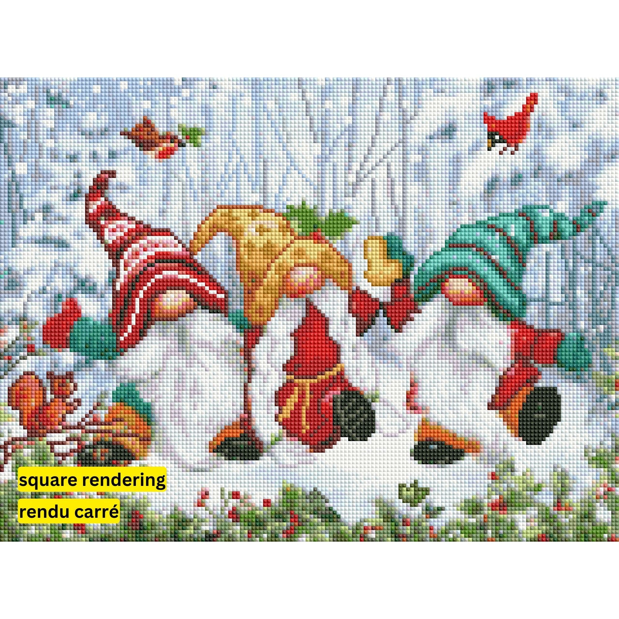 Three Winter Gnomes by Jean Francois-30x40cm-Round-DiamondArt.ca