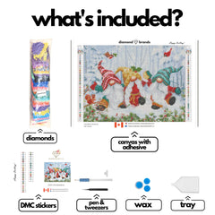 Three Winter Gnomes by Jean Francois-30x40cm-Round-DiamondArt.ca