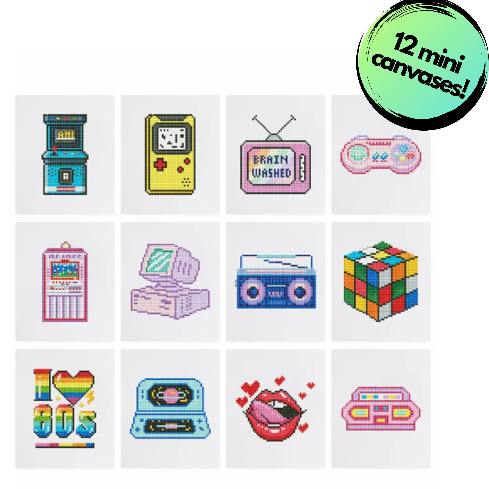 Throwback Classics Sparkle Minis 12 Canvas Kit-Square-DiamondArt.ca