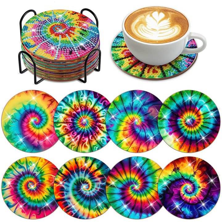 Tie Dye Coaster Set (8 pieces)-Special-DiamondArt.ca