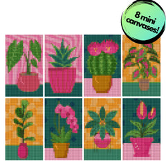 Vibrant Houseplants Sparkle Minis 8 Canvas Kit-Square-DiamondArt.ca