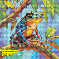 Vibrant Tree Frog by Hannah Green-30x30cm-Round-DiamondArt.ca