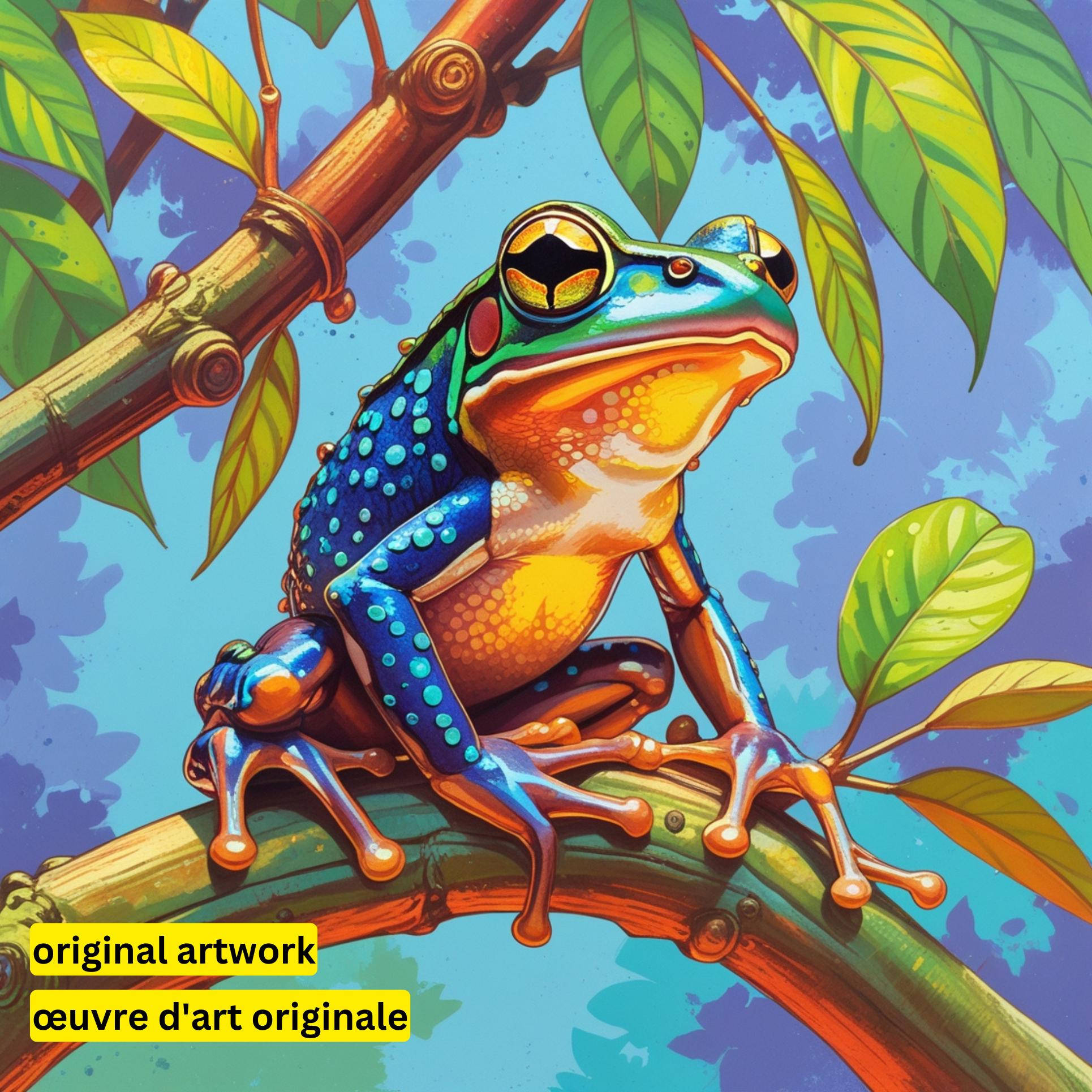 Vibrant Tree Frog by Hannah Green-30x30cm-Round-DiamondArt.ca