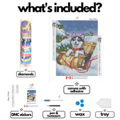 Winter Husky by Rose Mary Berlin-30x40cm-Square-DiamondArt.ca