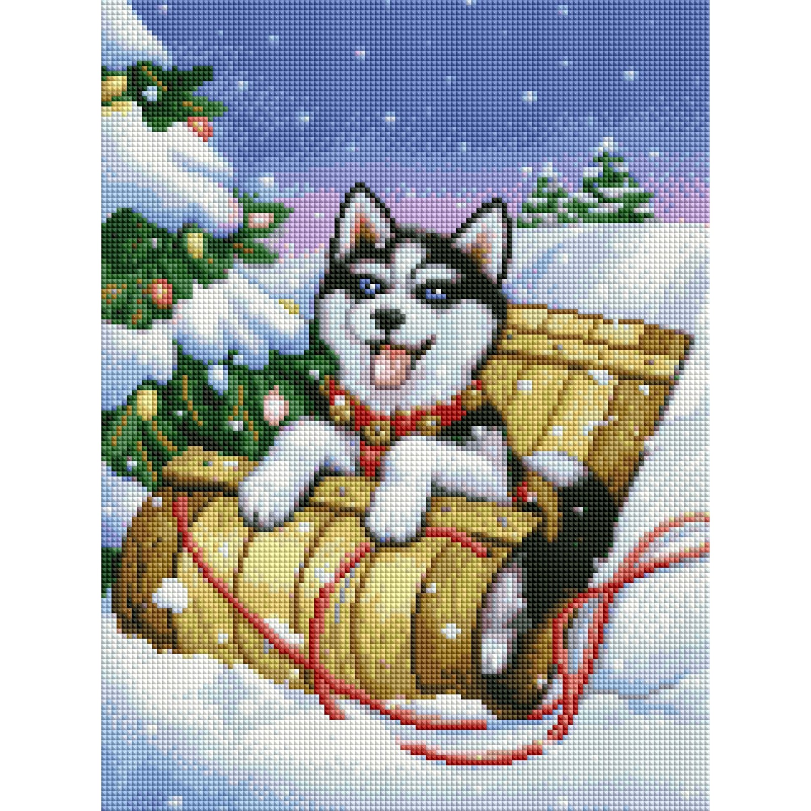 Winter Husky by Rose Mary Berlin-30x40cm-Square-DiamondArt.ca
