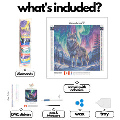 Wolf of the Aurora by Hannah Green-30x30cm-Round-DiamondArt.ca