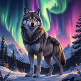 Wolf of the Aurora by Hannah Green-30x30cm-Round-DiamondArt.ca