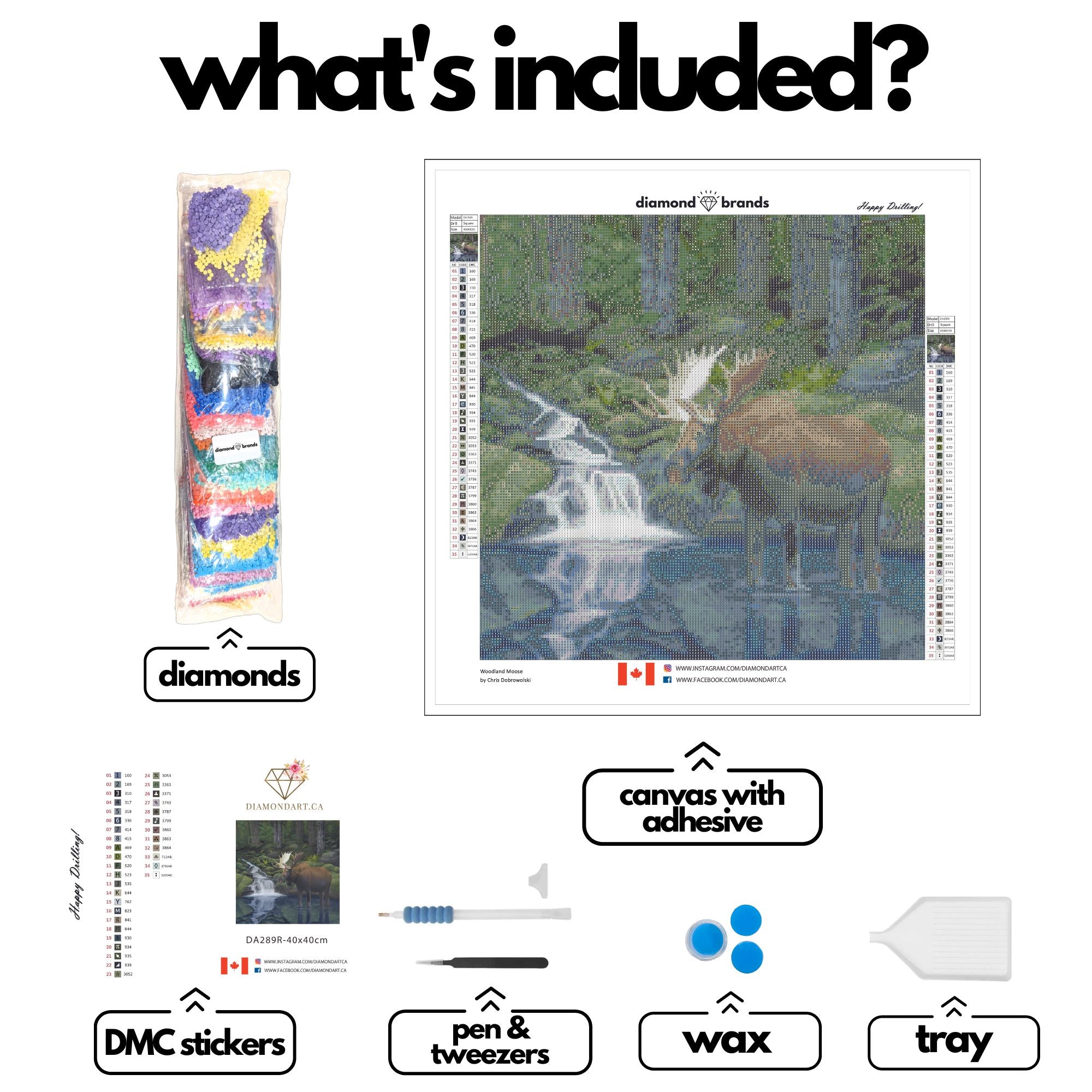 Woodland Moose by Chris Dobrowolski-40x40cm-Round-DiamondArt.ca