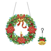 Christmas Poinsettias LED Wreath-Christmas Poinsettias-DiamondArt.ca