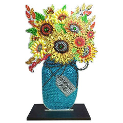 Sunflower Jar Wooden Tabletop Decoration-Sunflower Jar-DiamondArt.ca