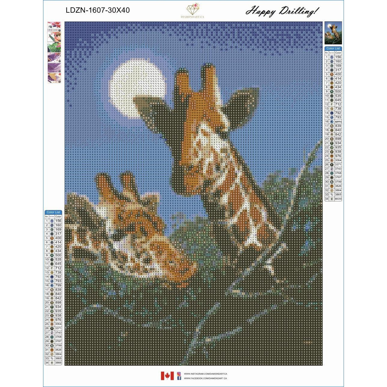 Giraffes by Anthony Casay-30x40cm-Square-DiamondArt.ca