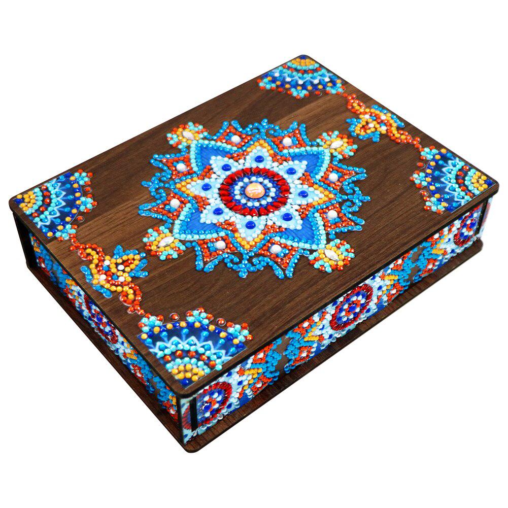 Mandala Keepsake Box-Blue Mandala-DiamondArt.ca