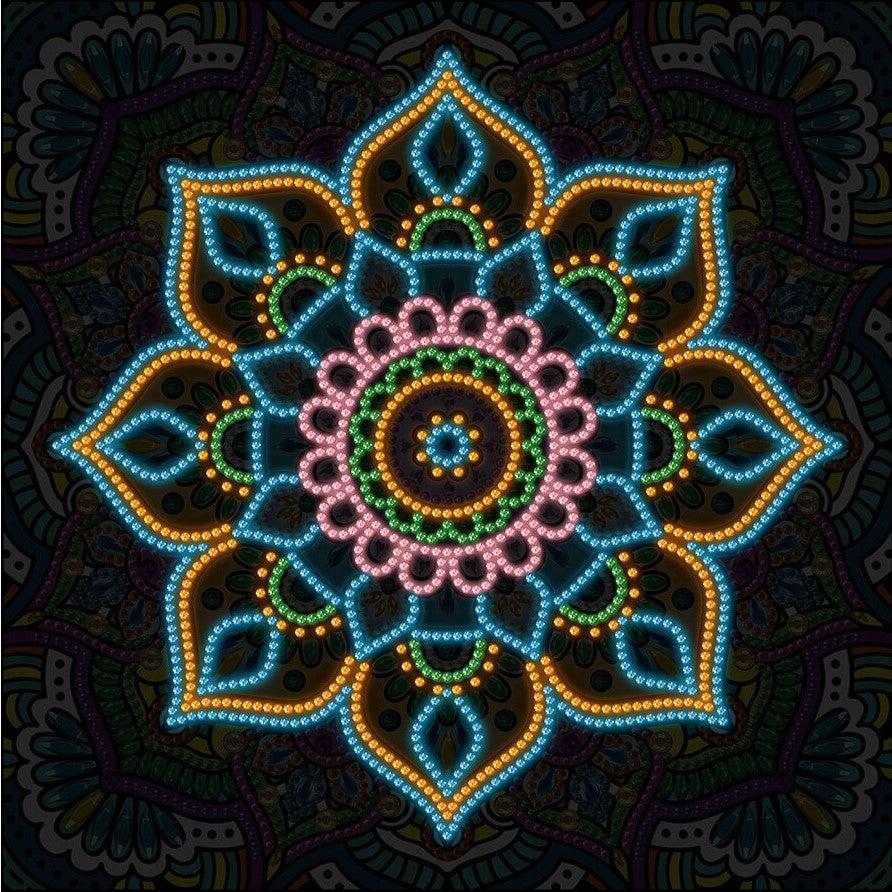 Multi-Glow Purple Mandala-25x25cm-Special-DiamondArt.ca