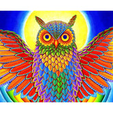 Rainbow Owl by Rebecca Wang Art-30x40cm-Round-DiamondArt.ca