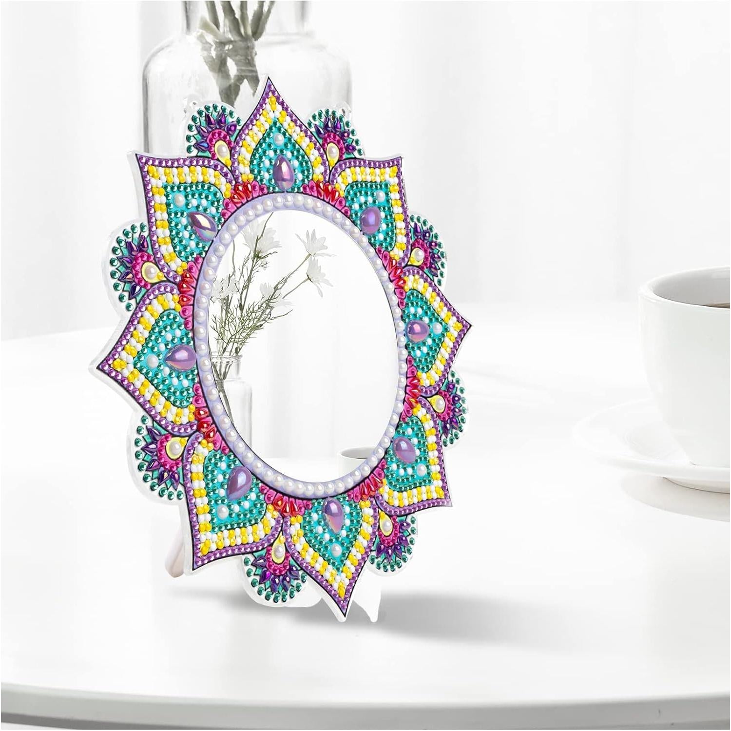 Aqua Mandala Mirror-Special-DiamondArt.ca