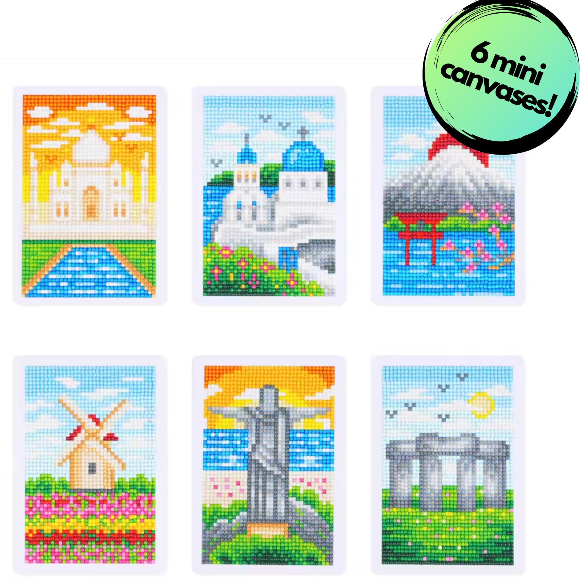 Around the World Sparkle Minis 6 Canvas Kit-Round-DiamondArt.ca