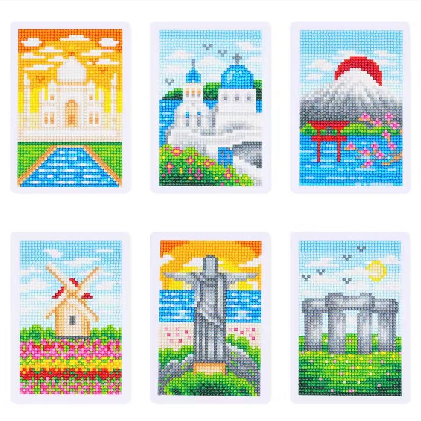 Around the World Sparkle Minis 6 Canvas Kit-Round-DiamondArt.ca