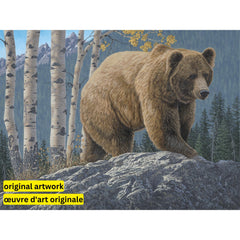 Aspen Mountain Grizzly by Jeff Hoff-30x40cm-Square-DiamondArt.ca