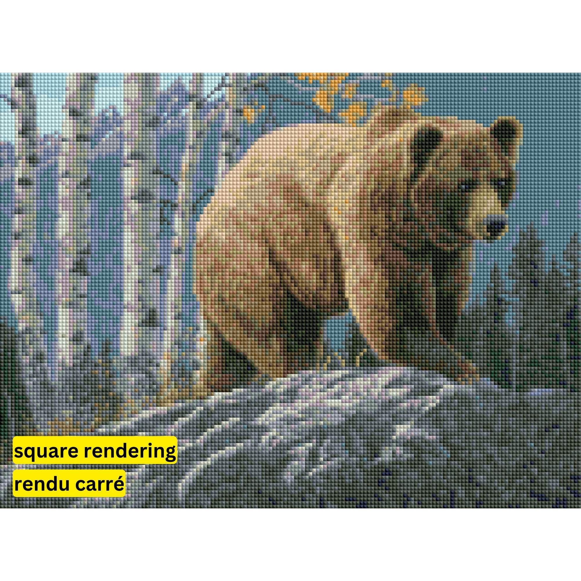 Aspen Mountain Grizzly by Jeff Hoff-30x40cm-Square-DiamondArt.ca