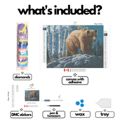 Aspen Mountain Grizzly by Jeff Hoff-30x40cm-Square-DiamondArt.ca