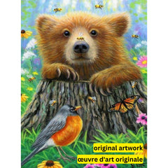 Bee Happy by Bridget Voth-30x40cm-Round-DiamondArt.ca