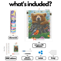 Bee Happy by Bridget Voth-30x40cm-Round-DiamondArt.ca