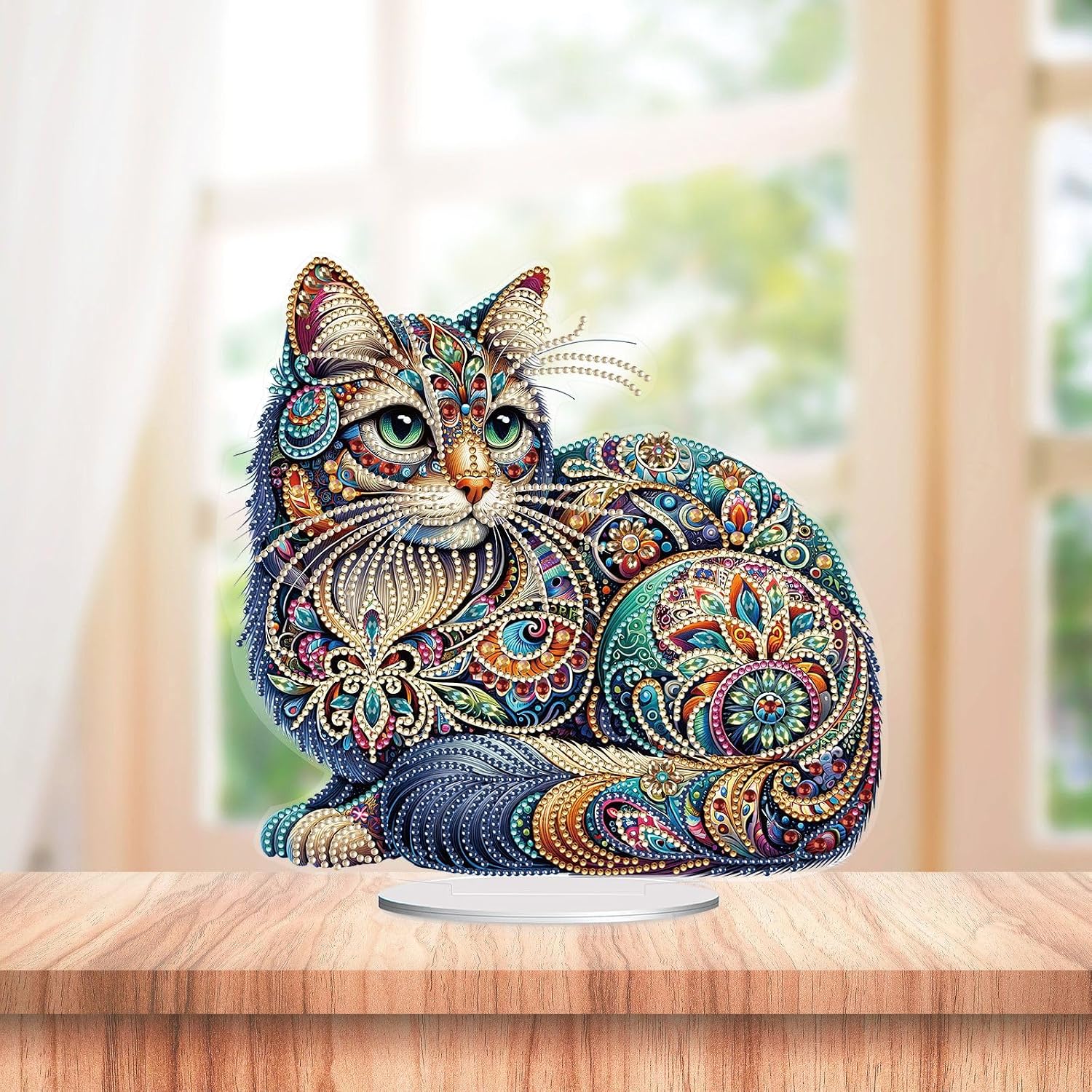 Bejeweled Cat Tabletop Decoration-Special-DiamondArt.ca