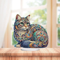 Bejeweled Cat Tabletop Decoration-Special-DiamondArt.ca