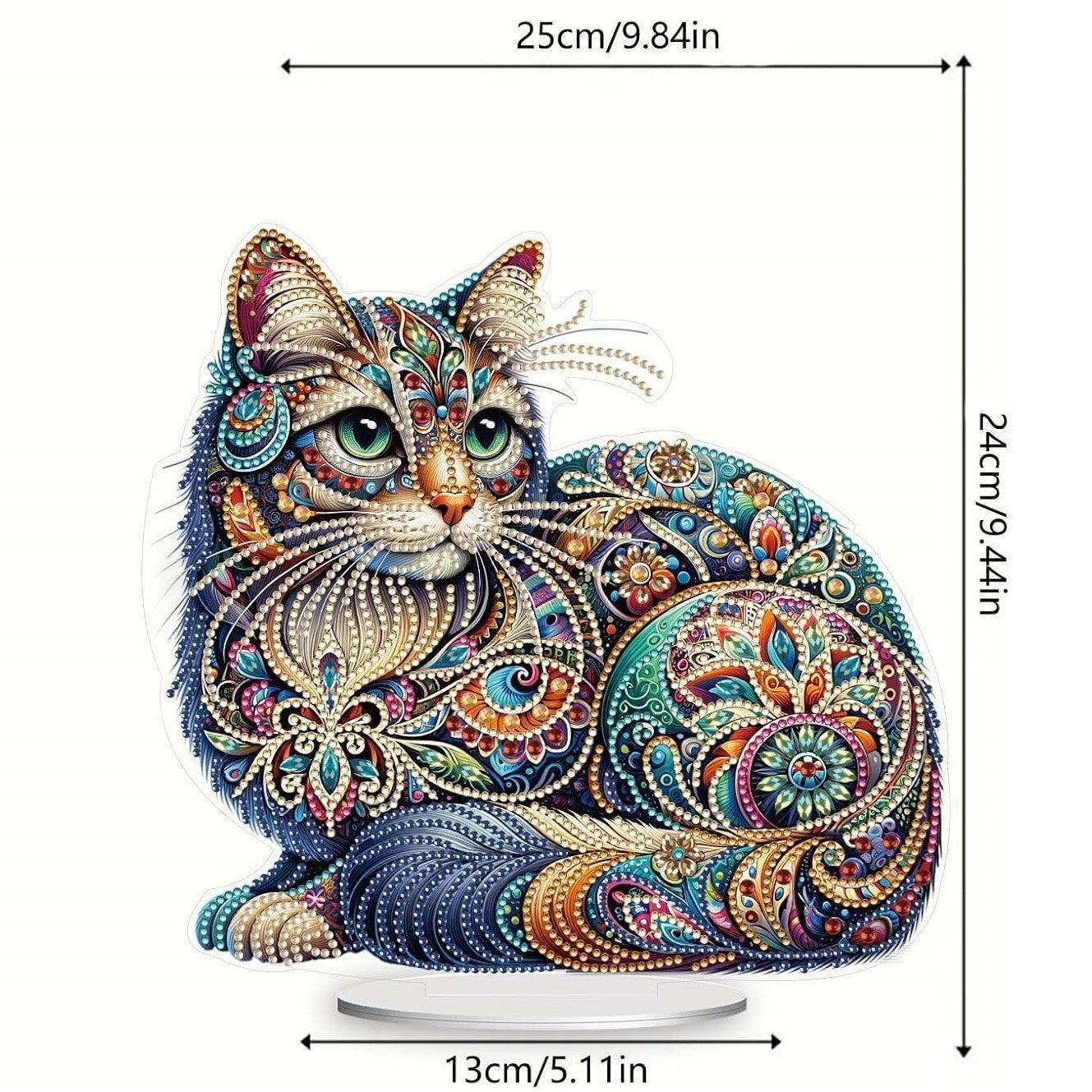 Bejeweled Cat Tabletop Decoration-Special-DiamondArt.ca