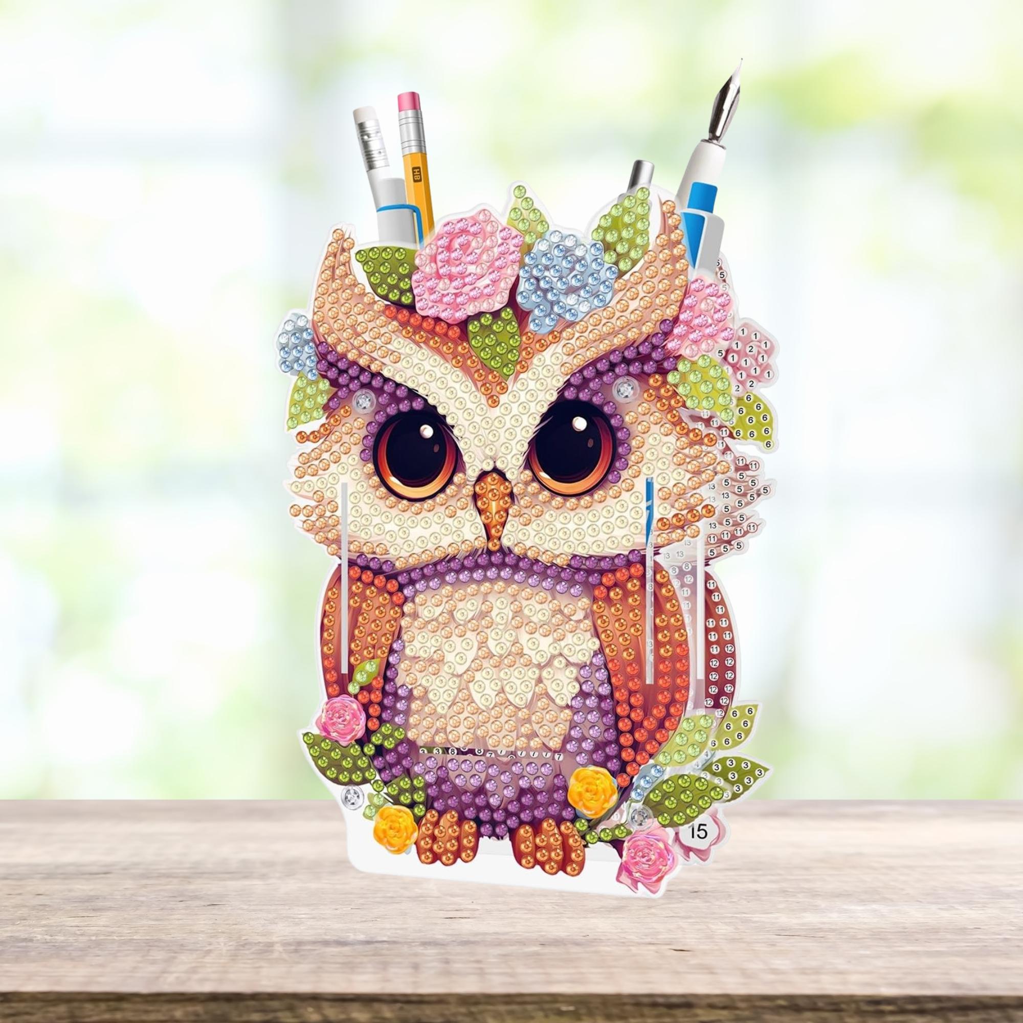 Blooming Owl Pen Holder-Special-DiamondArt.ca