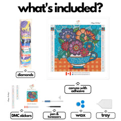 Blue China by Hello Angel-30x30cm-Square-DiamondArt.ca