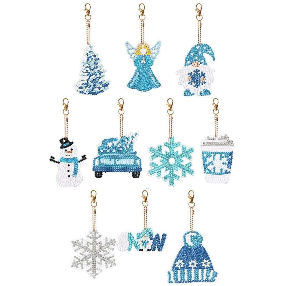 Blue Christmas Key Chain Kit (10 Pieces)-Special-DiamondArt.ca