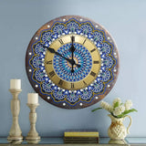 Blue Mandala Metal Clock-Special-DiamondArt.ca