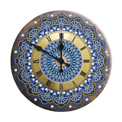 Blue Mandala Metal Clock-Special-DiamondArt.ca
