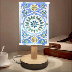 Blue Mandala LED Wooden Lamp-Special-DiamondArt.ca