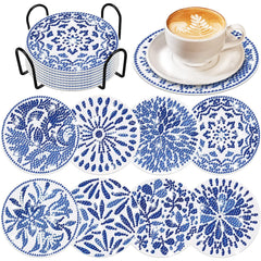 Blue Willow Coaster Set (8 pieces)-Special-DiamondArt.ca