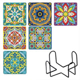 Bright Square Mandala Coaster Set (6 pieces)