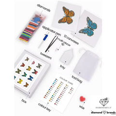 Brilliant Butterflies Sparkle Minis 12 Canvas Kit-Square-DiamondArt.ca