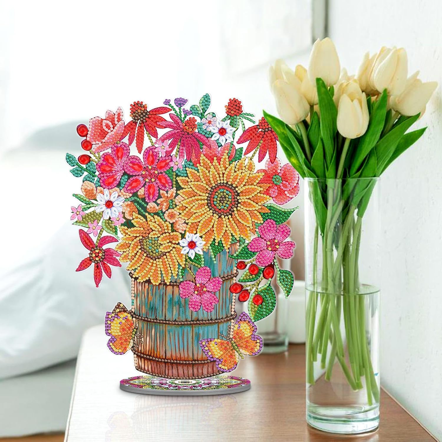 Bucket of Blossoms Tabletop Decoration-Special-DiamondArt.ca