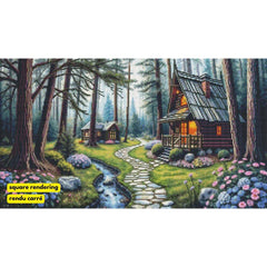 Cabins Among The Hydrangeas by Tabz Jones-40x70cm-Round-DiamondArt.ca