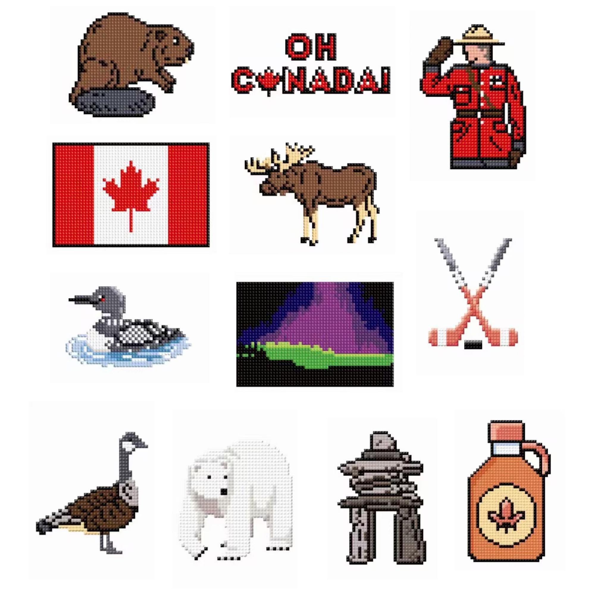Oh Canada! Sparkle Minis 12 Canvas Kit-Round-DiamondArt.ca