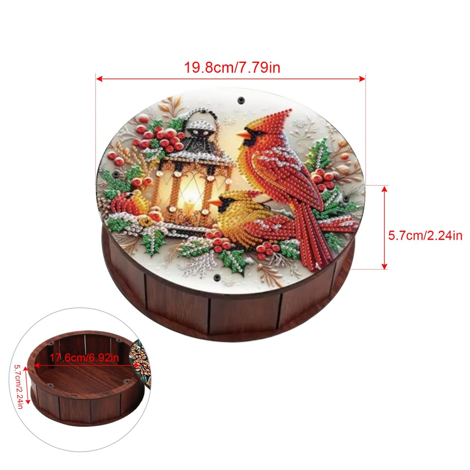 Cardinal Glow Faux Wood Keepsake Box-Special-DiamondArt.ca