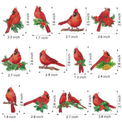 Red Sparkle Cardinals Key Chain Kit (12 Pieces)-Special-DiamondArt.ca