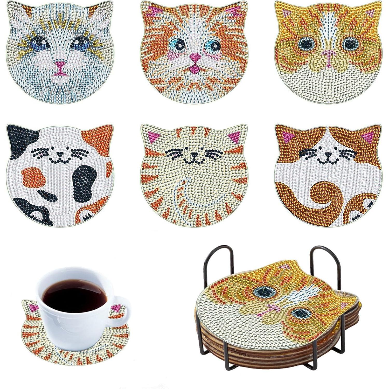 Cozy Cats Coaster Set (6 pieces)-Special-DiamondArt.ca