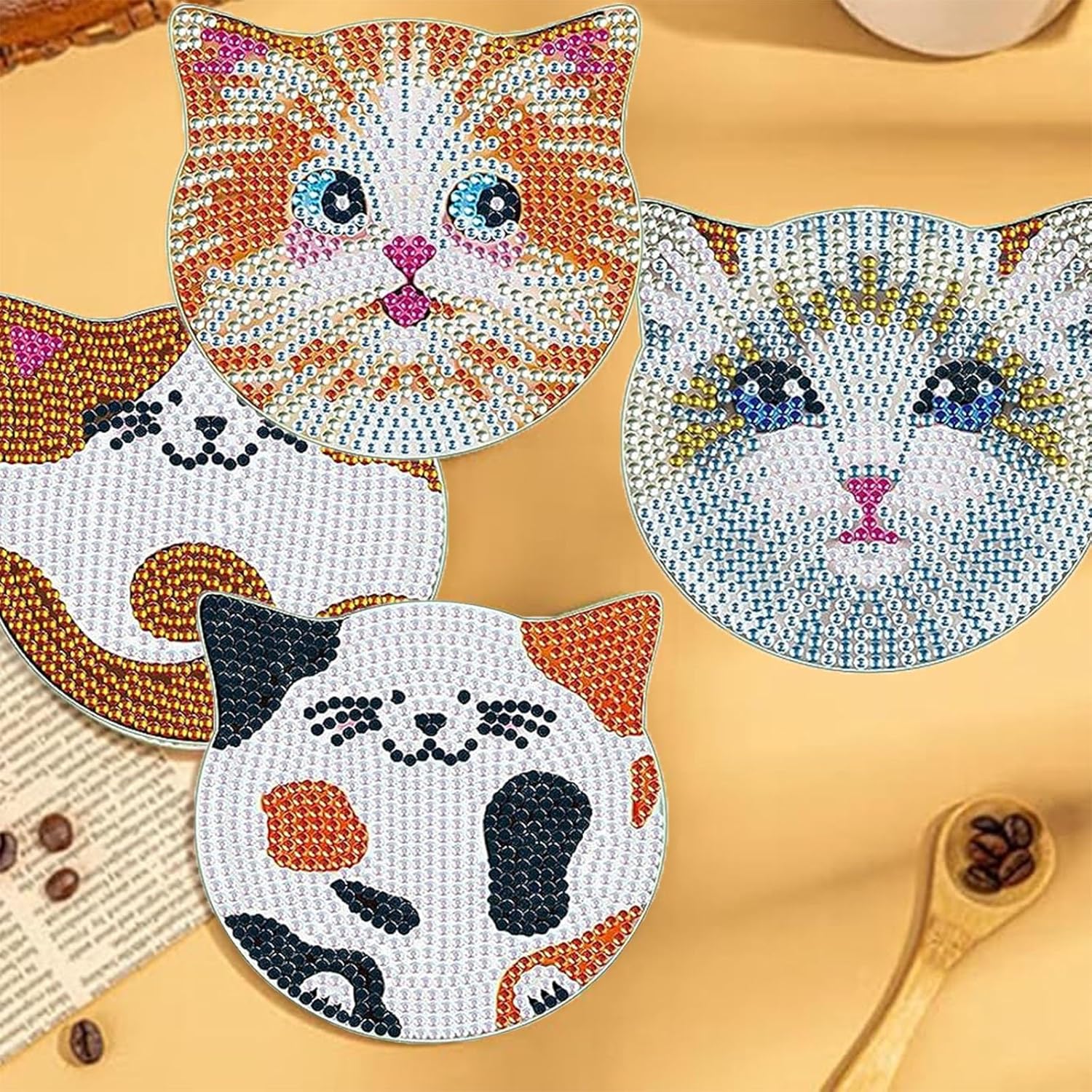 Cozy Cats Coaster Set (6 pieces)-Special-DiamondArt.ca