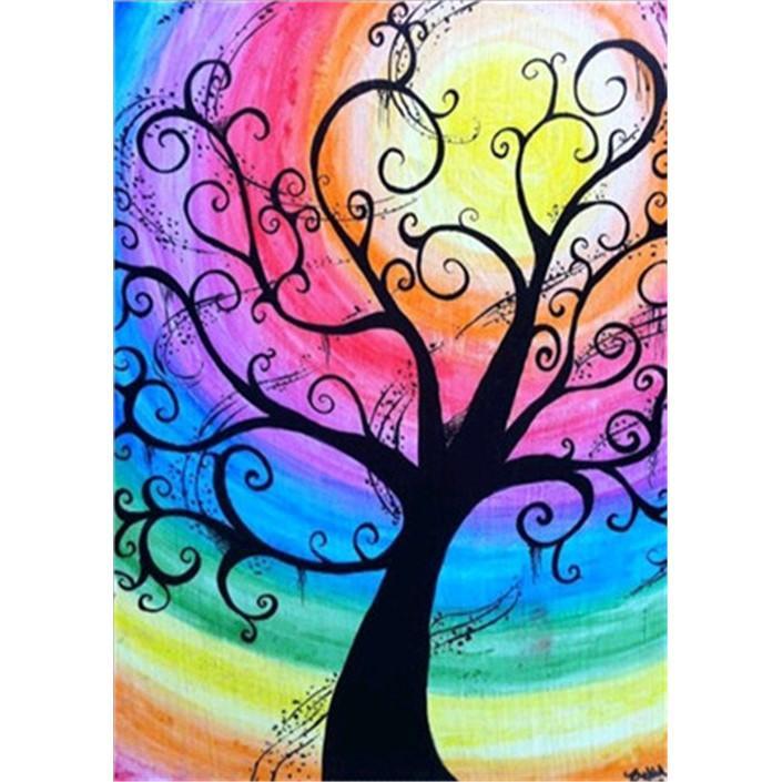 Colourful Tree-30x40cm-Round-DiamondArt.ca