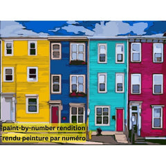 PAINT-BY-NUMBER Colourful Jellybean Houses-35x45cm-Paint-by-Number-DiamondArt.ca